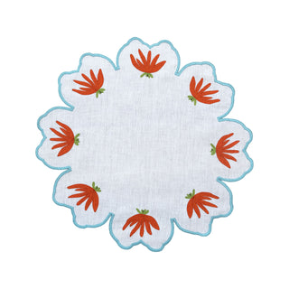 Hand Embroidered Heirloom Petals Placemats 16" round (Set of 4)