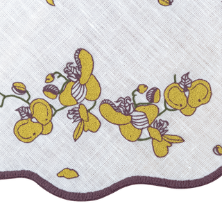 Hand Embroidered Vintage Floral Placemats 16" round (Set of 4)