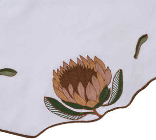 Hand Embroidered Vintage Floral Placemats 16.5" round (Set of 4)