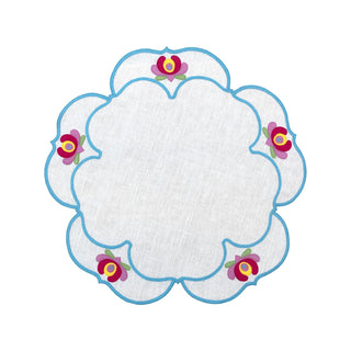 Hand Embroidered Heirloom Petals Placemats 16" round (Set of 4)
