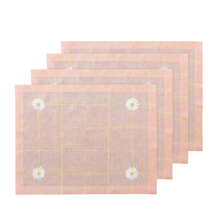 Hand Embroidered Trellis Placemats 14" × 18" (Set of 4)