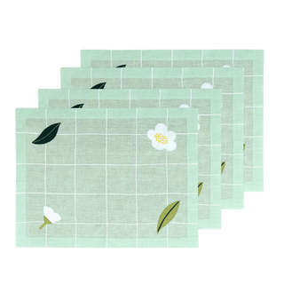 Hand Embroidered Trellis Placemats 14" × 18" (Set of 4)