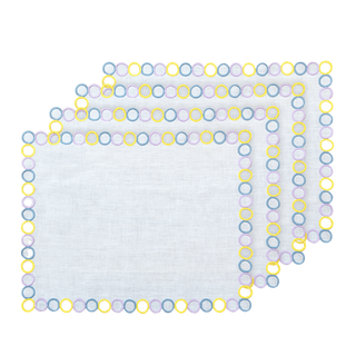 Hand Embroidered Circular Elegance Placemats 14" × 18" (Set of 4)