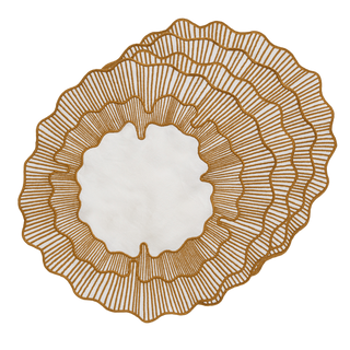 Hand Embroidered Circular Elegance Placemats 16.5" round (Set of 4)