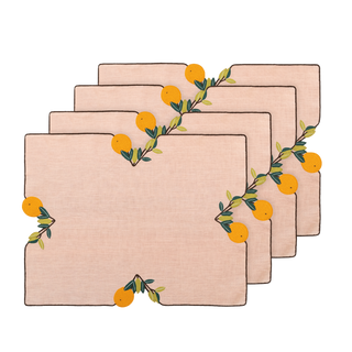 Hand Embroidered Farm To Table Placemats 14" × 18" (Set of 4)