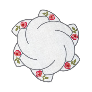 Hand Embroidered Heirloom Petals Placemats 16" round (Set of 4)