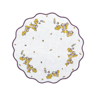 Hand Embroidered Vintage Floral Placemats 16" round (Set of 4)