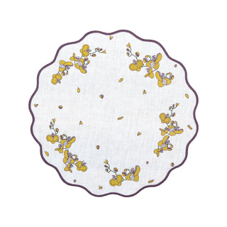 Hand Embroidered Vintage Floral Placemats 16" round (Set of 4)