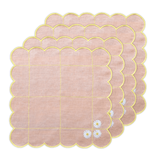 Hand Embroidered Trellis Napkin 18" x 18" (Set of 4)