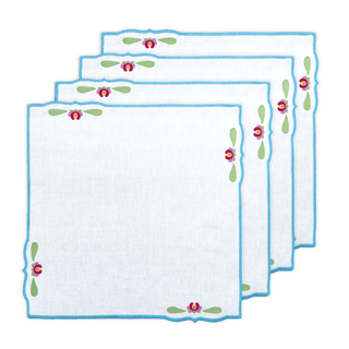 Hand Embroidered Heirloom Petals Napkins 18" x 18" (Set of 4)