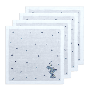Hand Embroidered  Vintage Floral Napkins 18" x 18" (Set of 4)