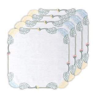 Hand Embroidered Climbing Rose Napkins 18" x 18" (Set of 4)