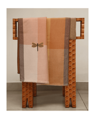 Handwoven Merino Wool Travel Wrap 25" × 70"