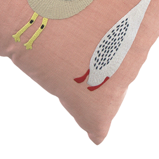 Hand Embroidered Birds Pillow Cover 20" x 20"