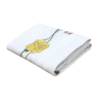 Hand Embroidered Climbing Rose Tablecloth 120" x 80"