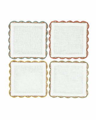Hand Crochet Cocktail Napkins 6" x 6" (Set of 4)