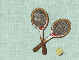 Hand Embroidered Tennis Cocktail Napkins 6" x 6" (Set of 4)