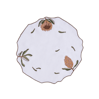 Hand Embroidered Vintage Floral Placemats 16.5" round (Set of 4)