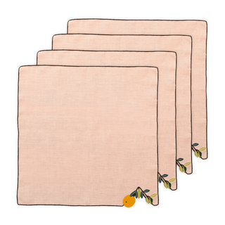 Hand Embroidered Citrus Bloom Napkins 18" x 18" (Set of 4)