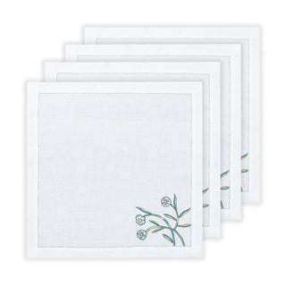 Hand Embroidered Floral Fresco Napkins 18" x 18" (Set of 4)