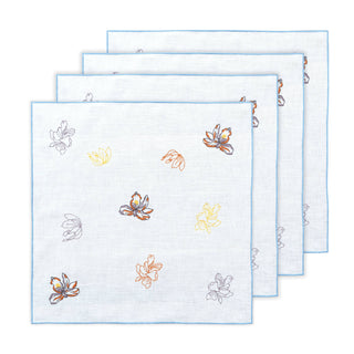 Hand Embroidered Floral Fresco Napkins 18" x 18" (Set of 4)
