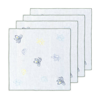 Hand Embroidered Floral Fresco Napkins 18" x 18" (Set of 4)
