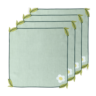 Hand Embroidered Trellis Napkins 18" x 18" (Set of 4)