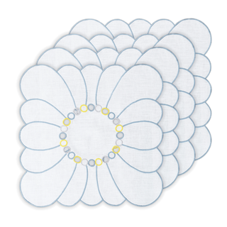 Hand Embroidered Circular Elegance Napkins 18" x 18" (Set of 4)