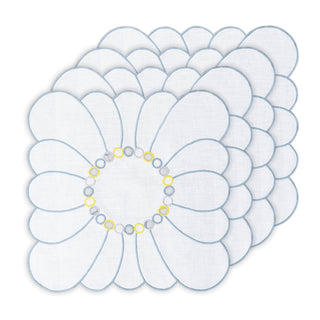 Hand Embroidered Circular Elegance Napkins 18" x 18" (Set of 4)