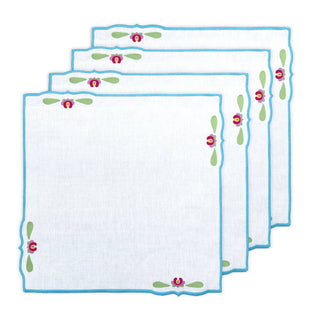 Hand Embroidered Heirloom Petals Napkins 18" x 18" (Set of 4)