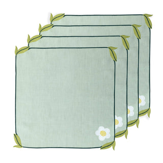 Hand Embroidered Trellis Napkins 18" x 18" (Set of 4)