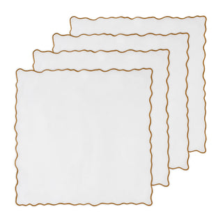 Hand Embroidered Circular Elegance Napkins 18" x 18" (Set of 4)