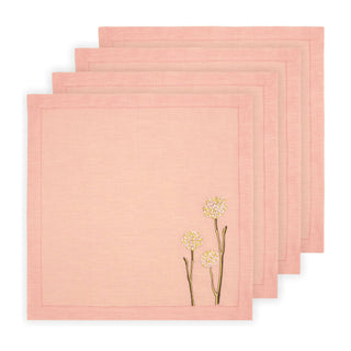 Hand Embroidered Flora and Flutter Napkins 18" x 18" (Set of 4)