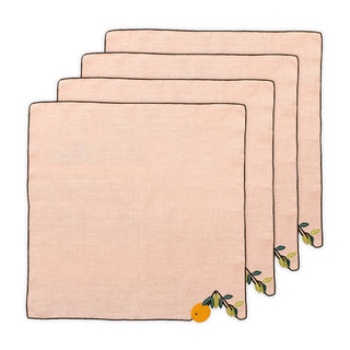 Hand Embroidered Farm To Table Napkins 18" x 18" (Set of 4)