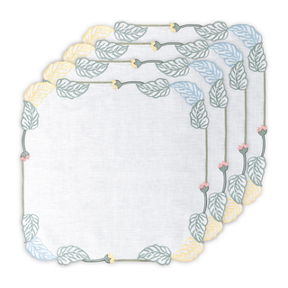Hand Embroidered Climbing Rose Napkins 18" x 18" (Set of 4)
