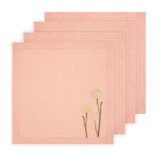 Hand Embroidered Flora and Flutter Napkins 18" x 18" (Set of 4)
