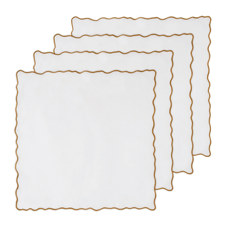 Hand Embroidered Circular Elegance Napkins 18" x 18" (Set of 4)