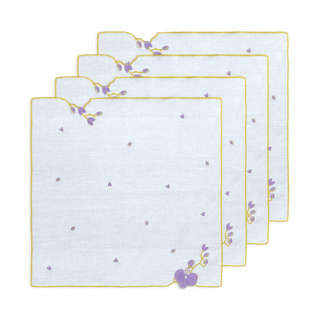 Hand Embroidered Vintage Floral Napkin 18" x 18" (Set of 4)