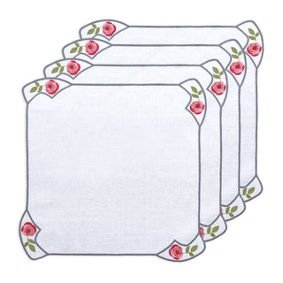 Hand Embroidered Heirloom Petals Napkins 18" x 18" (Set of 4)