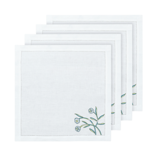 Hand Embroidered Floral Fresco Napkins 18" x 18" (Set of 4)