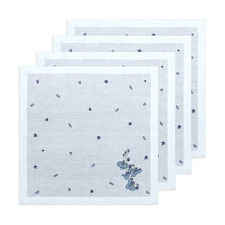 Hand Embroidered Floral Fresco Napkins 18" x 18" (Set of 4)