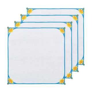 Hand Embroidered Heirloom Petals Napkins 18" x 18" (Set of 4)
