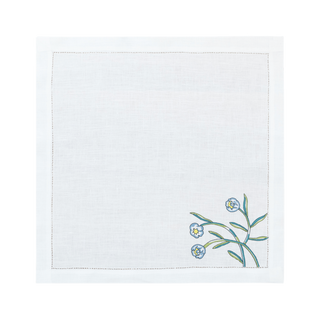 Hand Embroidered Floral Fresco Napkins 18" x 18" (Set of 4)