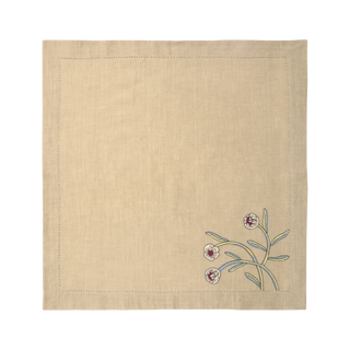 Hand Embroidered Floral Fresco Napkins 18" x 18" (Set of 4)