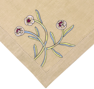 Hand Embroidered Floral Fresco Napkins 18" x 18" (Set of 4)