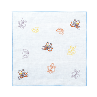 Hand Embroidered Floral Fresco Napkins 18" x 18" (Set of 4)