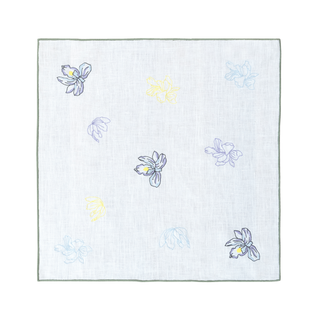 Hand Embroidered Floral Fresco Napkins 18" x 18" (Set of 4)