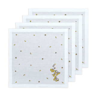 Hand Embroidered Vintage Floral Napkins 18" x 18" (Set of 4)