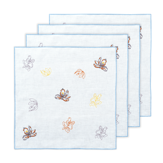 Hand Embroidered Floral Fresco Napkins 18" x 18" (Set of 4)