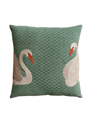 Hand Embroidered Birds Pillow Cover 20" x 20"